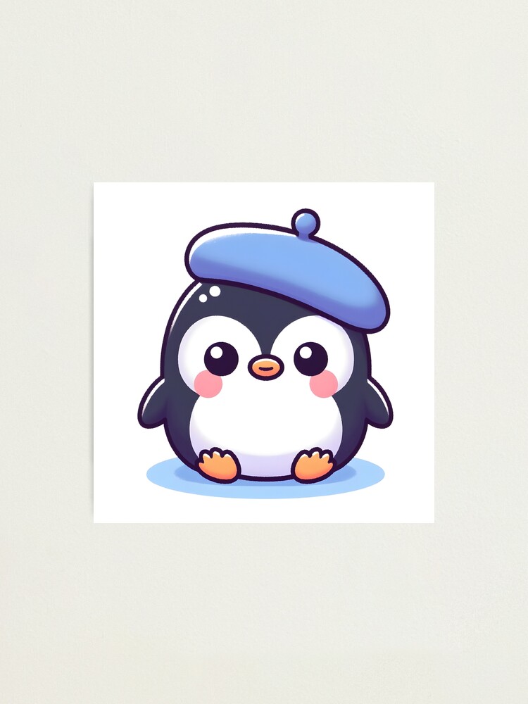 Kawaii Penguin With Beret Poster