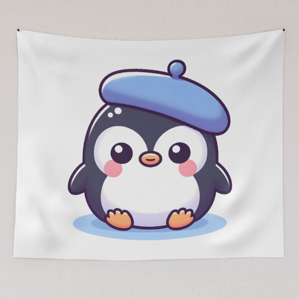 Item preview, Kawaii Penguin With Beret designed and sold by CanvasCutie.