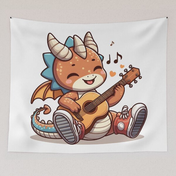 Item preview, Kawaii Coy Dragon: Wearing Sneakers designed and sold by CanvasCutie.