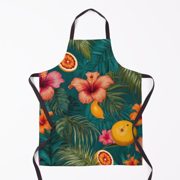 Item preview, inspired pattern featuring palm leaves, hibiscus flowers, and tropical fruits. designed and sold by brokenpones.