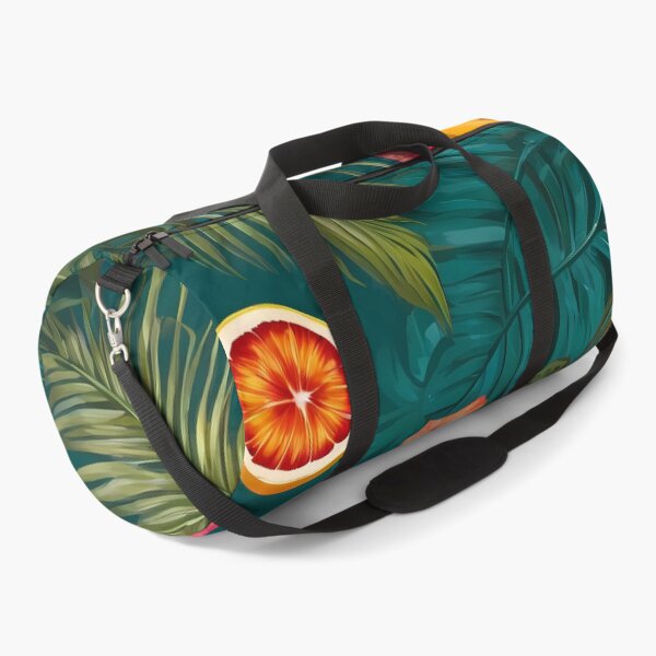 Item preview, inspired pattern featuring palm leaves, hibiscus flowers, and tropical fruits. designed and sold by brokenpones.