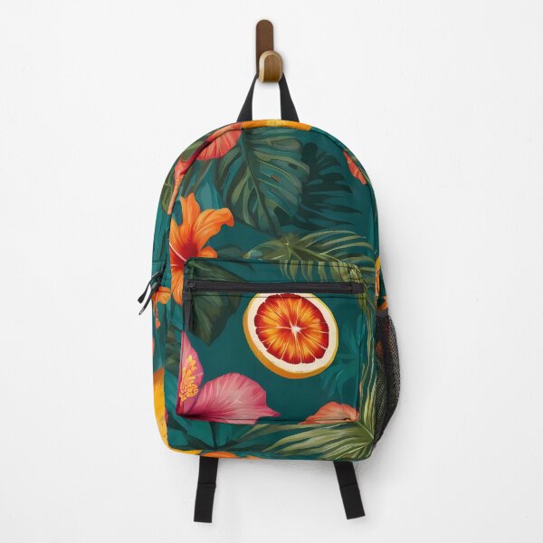 Item preview, inspired pattern featuring palm leaves, hibiscus flowers, and tropical fruits. designed and sold by brokenpones.