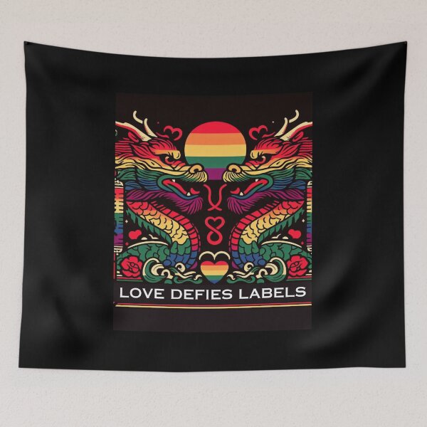 Item preview, Dragon pride love defies labels. LGBTQ Gay Pride Graphic Design designed and sold by ItsAKinkThing.
