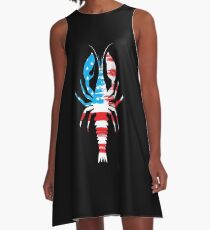 USA Flag American Cajun Stars & Stripes Crawfish A-Line Dress