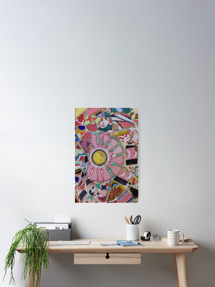 Thumbnail 2 of 3, Poster, Pink floral mosaic pattern. designed and sold by GDRDesign.