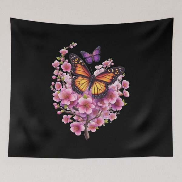 Item preview, “Spring Awakening: A Butterfly in a Field of Sakura Flowers” designed and sold by CHRIST5000.