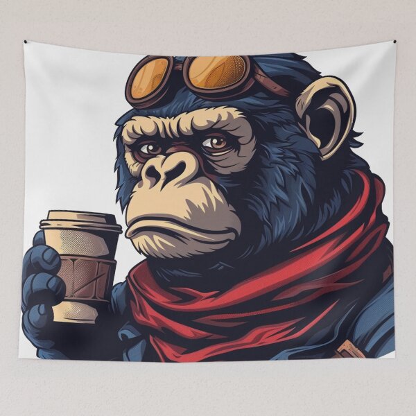 Item preview, Aviator Ape with a Cup of Bold Brew designed and sold by dungeonwarriors.