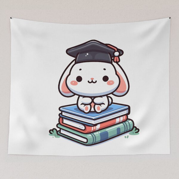 Item preview, Kawaii Rabbit With Graduation Cap designed and sold by CanvasCutie.