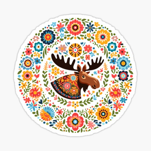 Item preview,  Scandinavian Folk Art Moose designed and sold by FOLK ART FUSION by heidiannemorris.