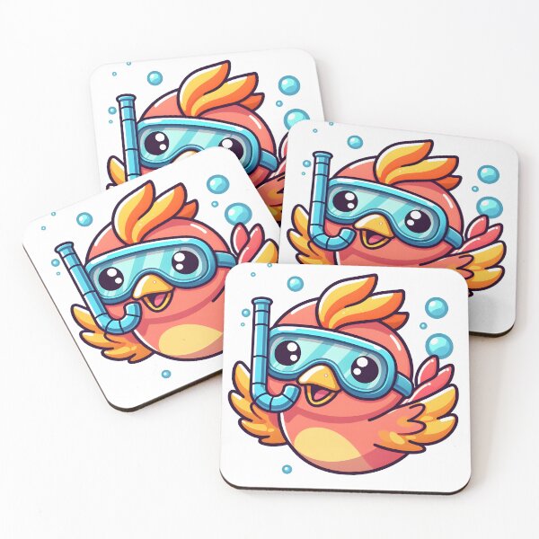 Item preview, Kawaii Cheerful Phoenix With A Snorkel And Goggles designed and sold by CanvasCutie.