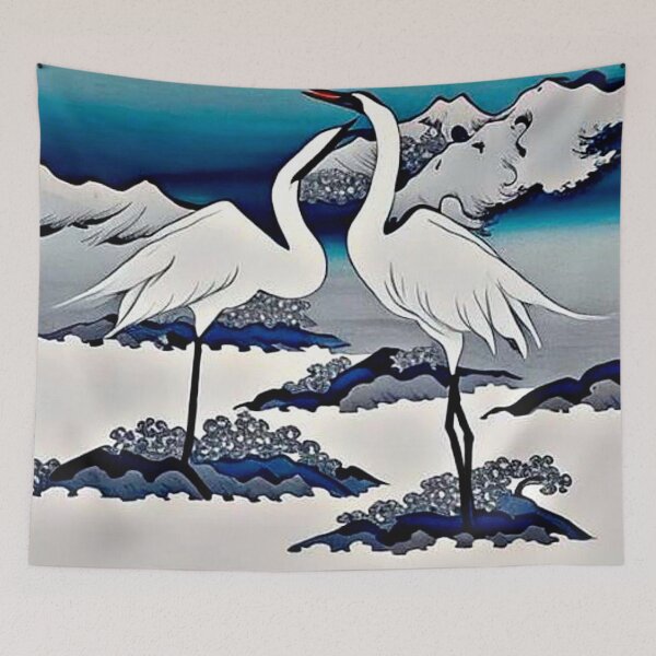 Item preview, White Cranes in snow designed and sold by George Hutton Hunter.