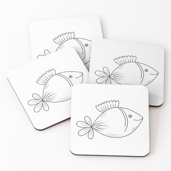 Item preview, Cute fish, black line illustration designed and sold by OM-lova.