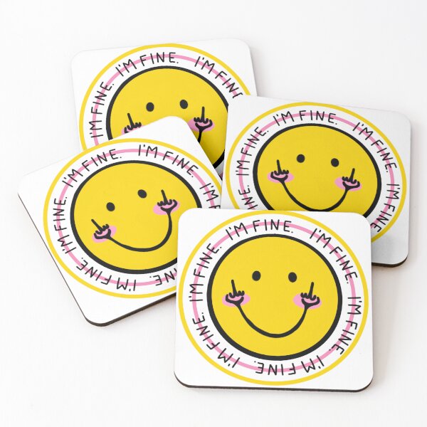 Item preview, I'M FINE SMILEY PINK & YELLOW designed and sold by regsdoodles.