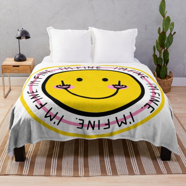 Item preview, I'M FINE SMILEY PINK & YELLOW designed and sold by regsdoodles.