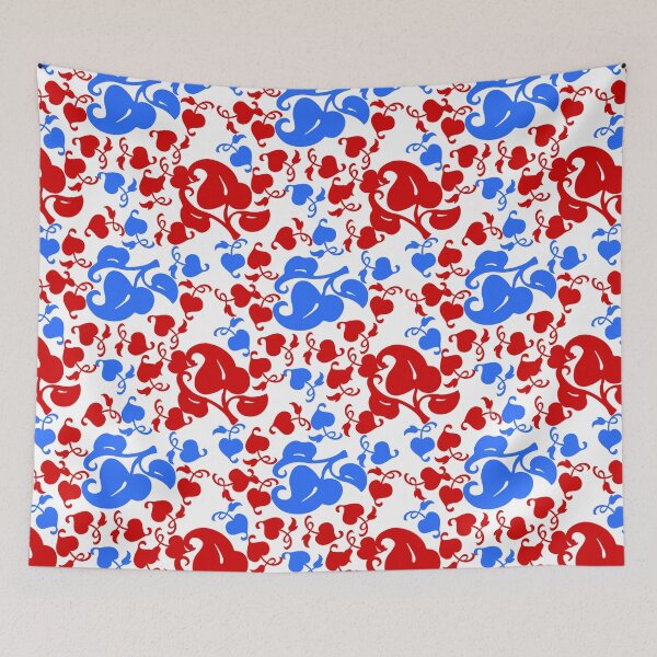 Item preview, Blue And Red Leaf Shapes Pattern Design designed and sold by PatternTitan.