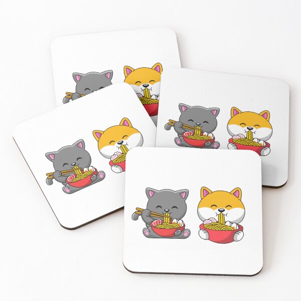 Item preview, Kawaii Cat and Dog Eating Ramen  designed and sold by jennysselling.