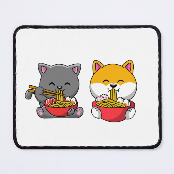 Item preview, Kawaii Cat and Dog Eating Ramen  designed and sold by jennysselling.