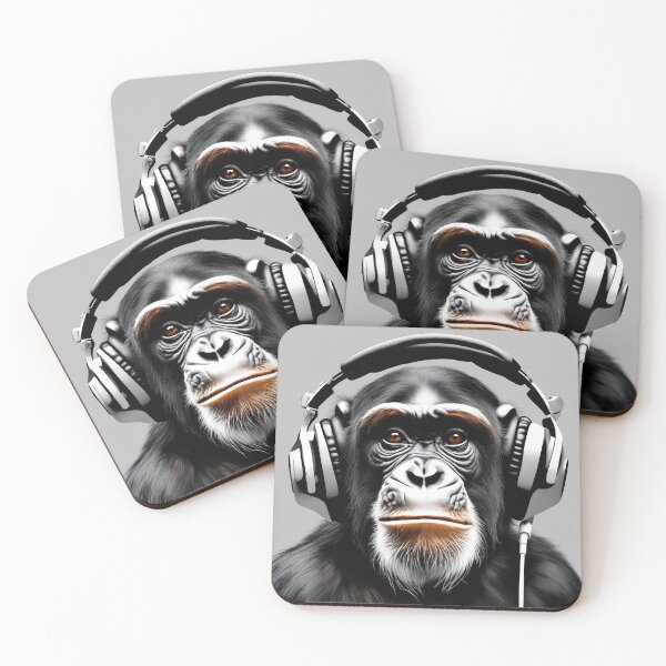 Item preview, Chimp Groove: Cool Chimpanzee Portrait with Headphones designed and sold by Chelevisuals.