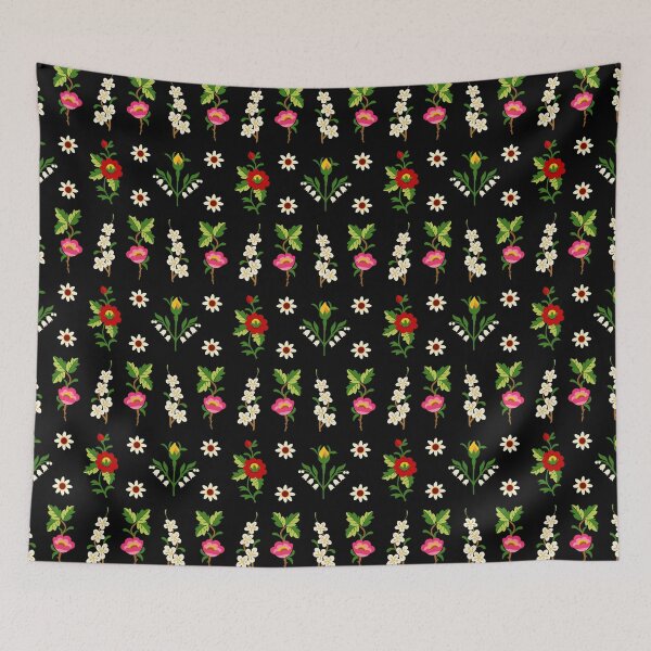 Item preview, Strážnice blue 2 black, floral Czech folklore pattern designed and sold by Folkiestore.