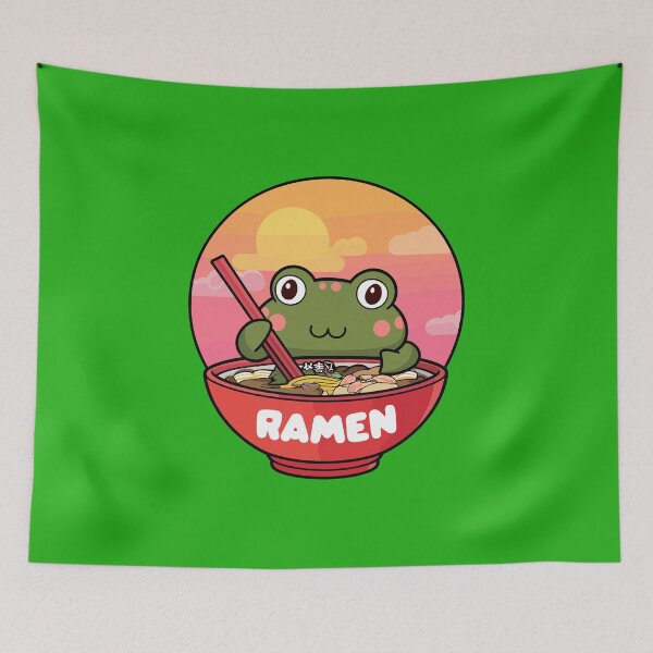 Item preview, Kawaii frog eating ramen designed and sold by MaateoDesign.