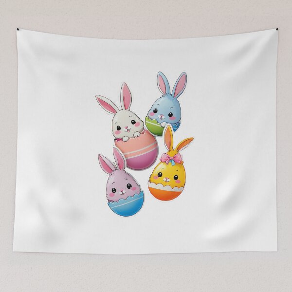 Item preview, Kawaii Easter Egg Hunt Rabbit designed and sold by Bunmigraphics .