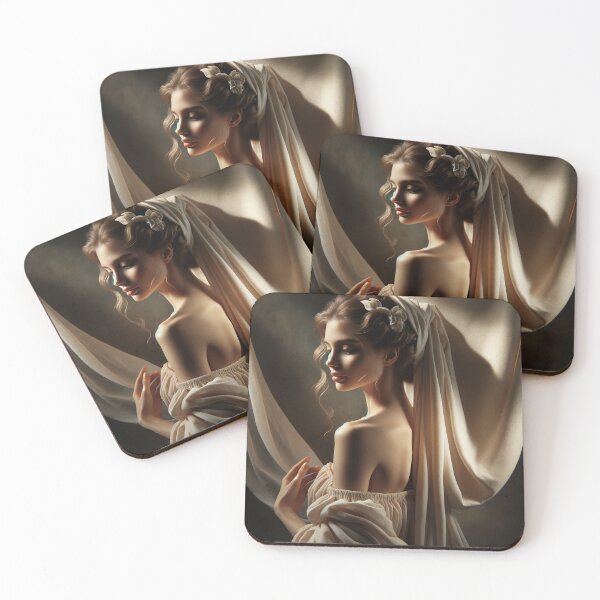 Item preview, Woman draped in flowing fabrics, with a focus on form and light designed and sold by AndreaMart.
