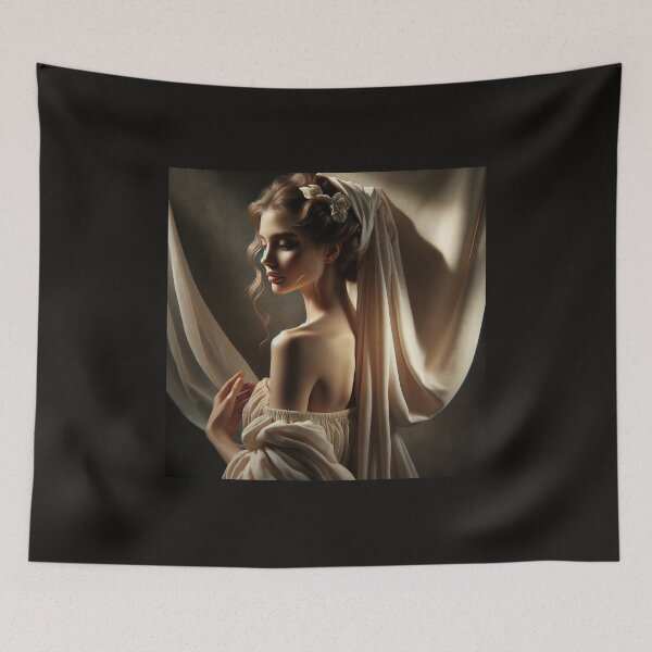 Item preview, Woman draped in flowing fabrics, with a focus on form and light designed and sold by AndreaMart.