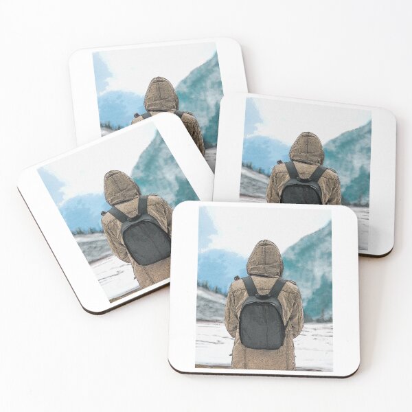 Item preview, Man standing Alone in between snow capped mountains designed and sold by Esau-Omara.