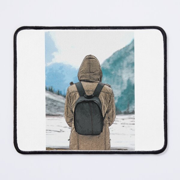 Item preview, Man standing Alone in between snow capped mountains designed and sold by Esau-Omara.