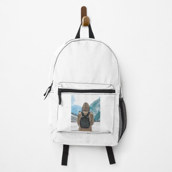 Item preview, Man standing Alone in between snow capped mountains designed and sold by Esau-Omara.