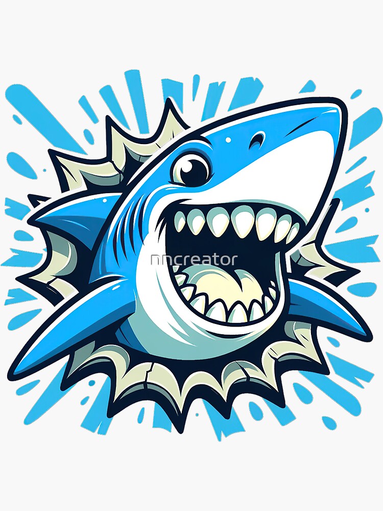 Thumbnail 3 of 3, Sticker, Cute Shark Splash designed and sold by nncreator.