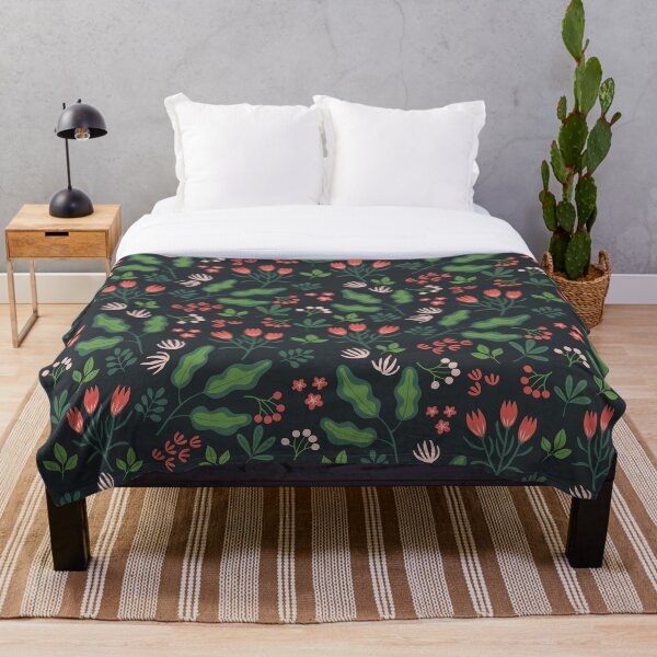 Aperçu de l'œuvre Motif floral et feuilles en verts et roses corail créée et vendue par Vanessa Bentley.