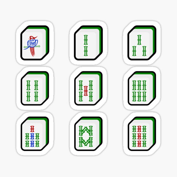 Item preview, Mahjong Game Tiles Bamboo Suit 麻雀索子 - Sticks, Strings, Bams, Bird | I Love Mahjong | Cantonese designed and sold by PawaPotto.