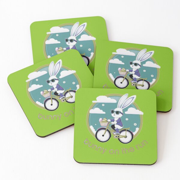 Item preview, Funny bunny on the bike Bunny on the Run Green designed and sold by kikidu21.