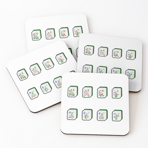 Item preview, Mahjong Game Quartet Bonus Tiles 麻雀花牌 - Flowers, Seasons | I Love Mahjong | Cantonese designed and sold by PawaPotto.