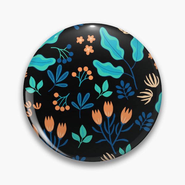 Aperçu de l'œuvre Motif floral et feuilles en bleu, turquoise et orange créée et vendue par Vanessa Bentley.