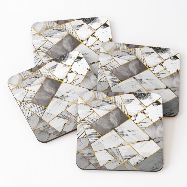 Item preview, White Geode, Stained Glass Mosaic with veins of Liquid Gold designed and sold by NoaaDesign.