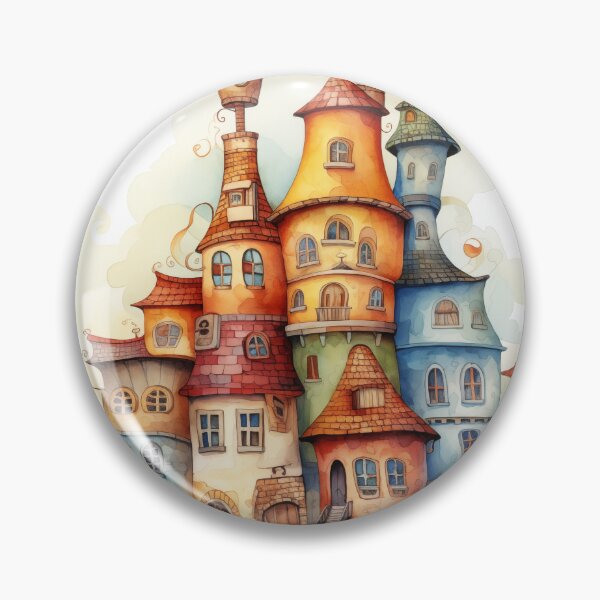 Artikelvorschau, Illustration einer kleinen Märchenstadt, Aquarell entworfen und verkauft von Ekalininart.