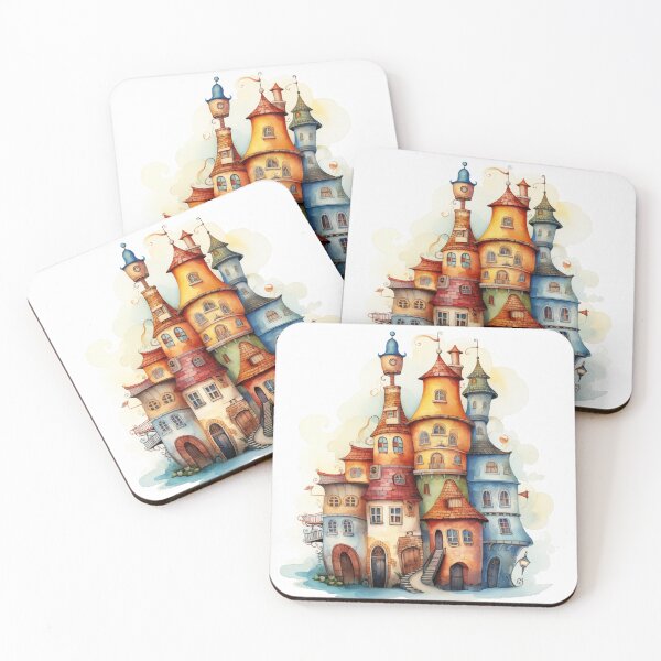 Item preview, Illustration of a small fairy city, watercolour designed and sold by Ekalininart.