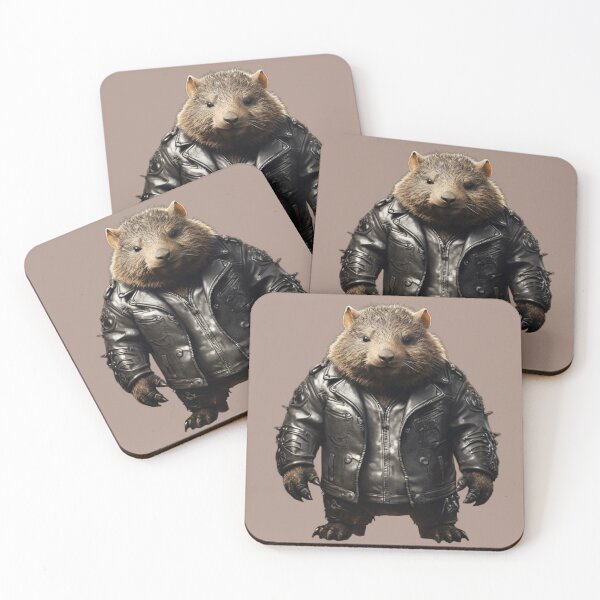 Item preview, Wombat in Heavy metal leather jacket designed and sold by PierreAlbijanic.