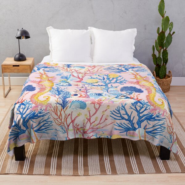 Item preview, Corals, shrimps, underwater ruins toile designed and sold by SophieClimaArt.