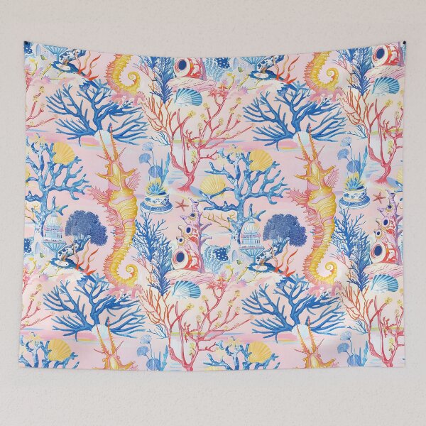 Item preview, Corals, shrimps, underwater ruins toile designed and sold by SophieClimaArt.