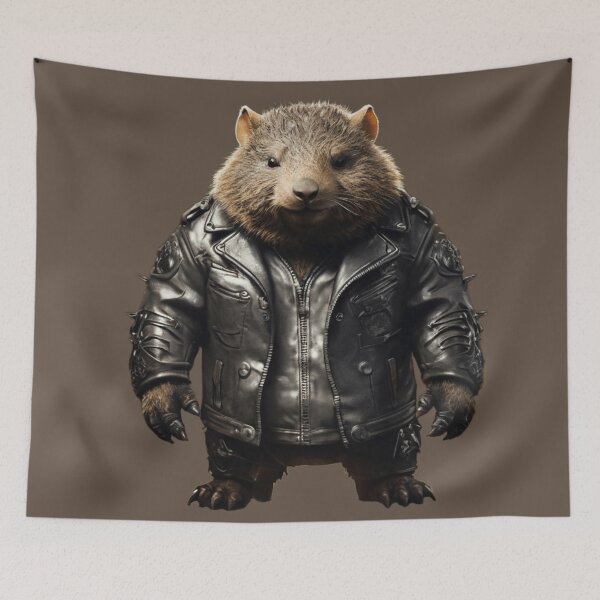 Item preview, Wombat in Heavy metal leather jacket designed and sold by PierreAlbijanic.