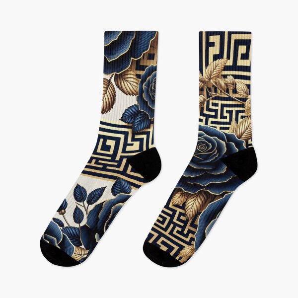 Item preview, Midnight Blue Greek Key Roses designed and sold by DesignsByPrnces.