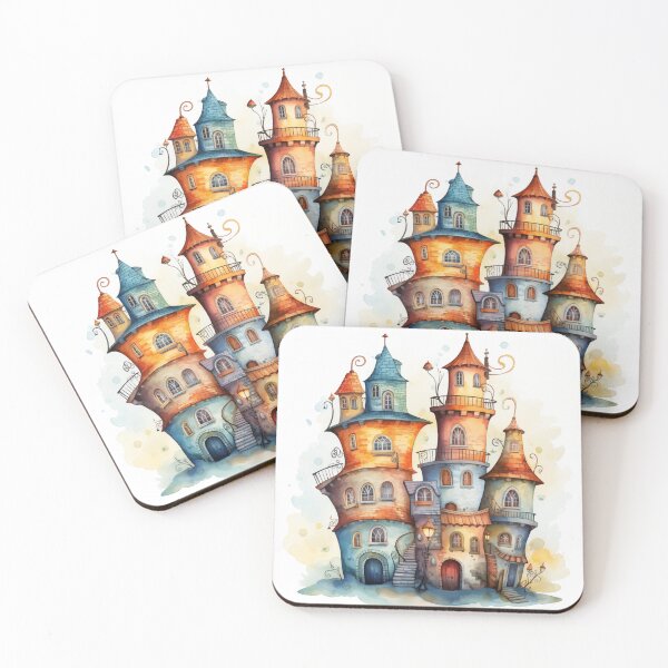 Item preview, Illustration of a small fairy city, watercolour designed and sold by Ekalininart.
