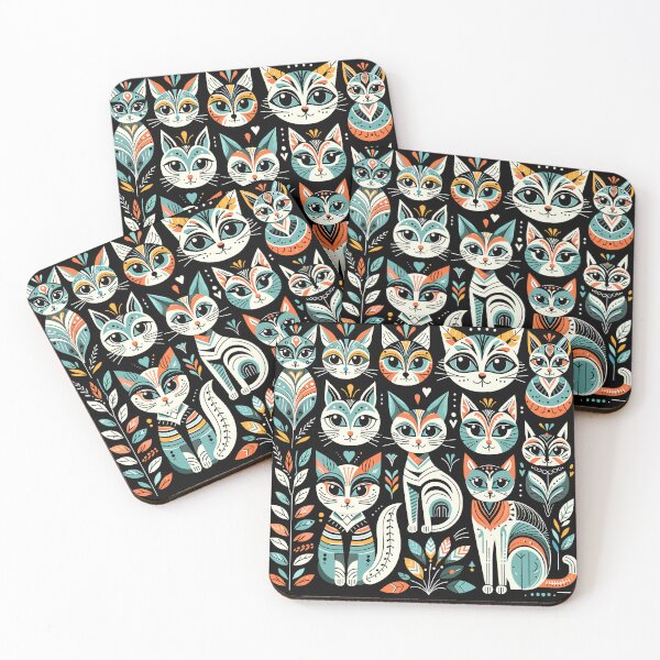 Item preview, Folklore Felines: Tribal Cat Tapestry pattern black cat designed and sold by toobel.