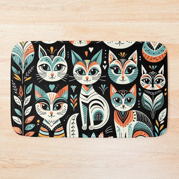 Item preview, Folklore Felines: Tribal Cat Tapestry pattern black cat designed and sold by toobel.