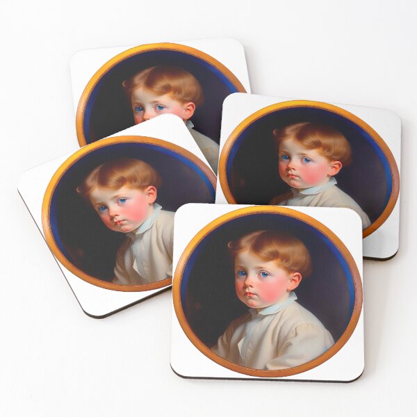 Item preview, The portert of a cute Victorian boy. Round tondo on a white background islated. Vintage design in the style of an old oil painting. designed and sold by LanaGustavsson.