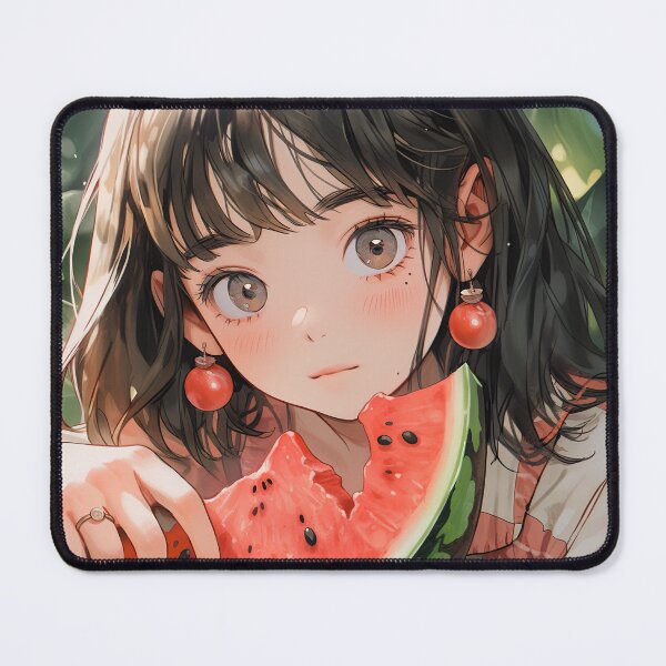 Item preview, Sunlit Serene Watermelon Anime Girl designed and sold by bubblegoth.