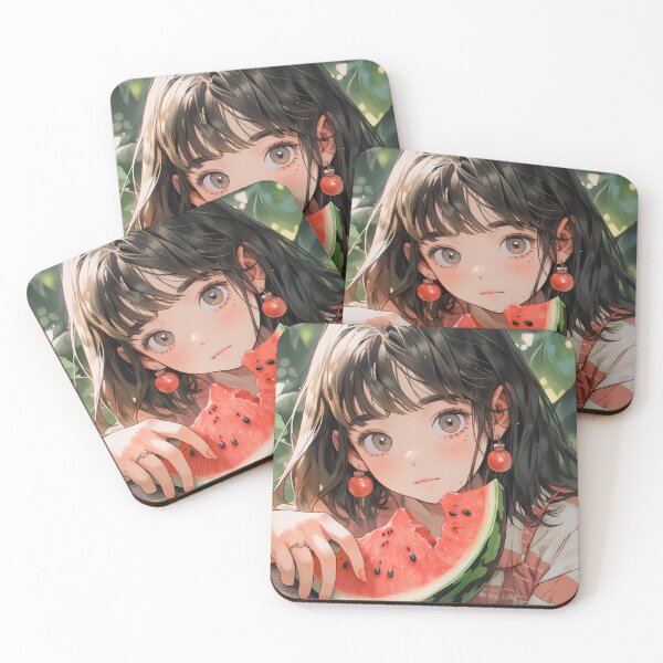 Item preview, Sunlit Serene Watermelon Anime Girl designed and sold by bubblegoth.